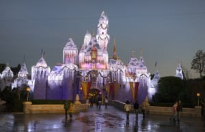 Courtesy of Disneyland Resorts Sleeping Beauty’s castle is bedazzling for the Christmas holiday season.