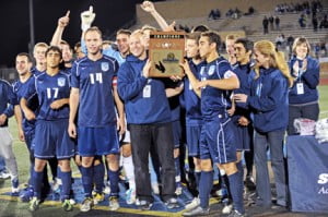 Celebrating with his boys.