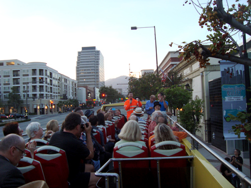MONA board members and supporters took a neon-centered tour of the city of Glendale on Thursday aboard a double-decker bus. Tours are ongoing.