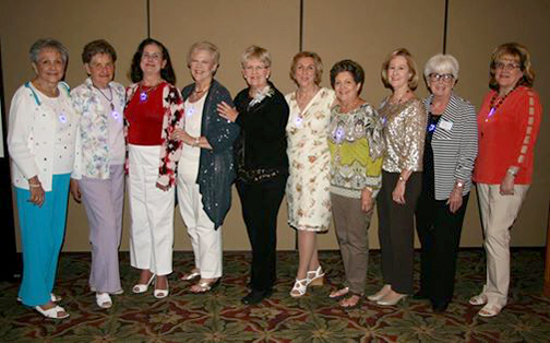 Photograph by Natalie ABRAHAMIAN From left are Alma Tycer, Rae McCormick, Mary Lo Follett, Marci Haug, Karen Millman, Carol Eldred, Roseann Case, Pat Spencer, Ann Phelps and Karin Jonke.