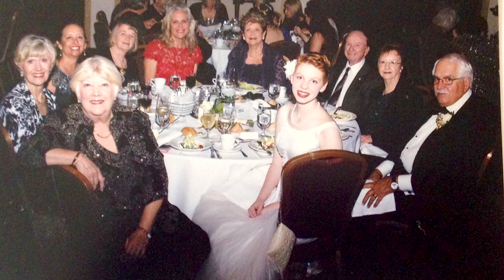 Celebrating Heidi Annalisa Kielpinski’s (front center) debutante presentation are (clockwise from left) Don José Chapter members Elaine La Marr, Chapter Regent Lynne Thompson, Lisa Harley, Sally Emerson, Caroline Craven, Liz Craven, Bill and Bev Easley and Don La Marr.