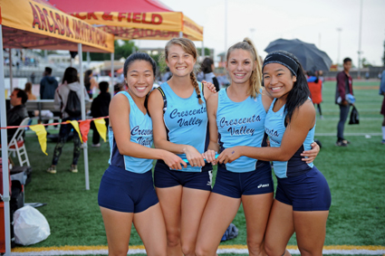 The 4 x 100 relay team took first place at the conference finals.