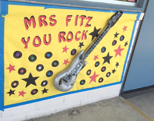 Decorated doors celebrating the wonderful teachers at Valley View (first gr.)