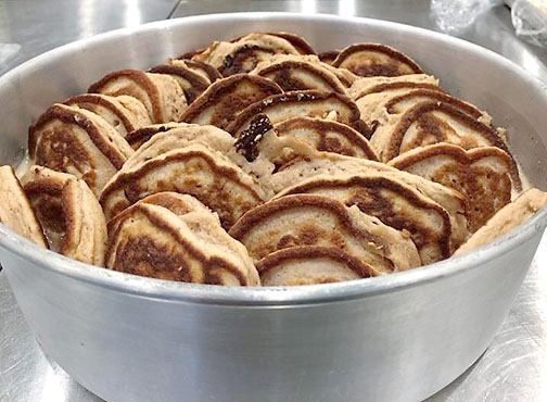 Cinnamon Pancake French Toast with Warm Maple Drizzle at Rest