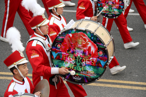 Marching bands (left) were popular and the AIDS Healthcare Foundation entry