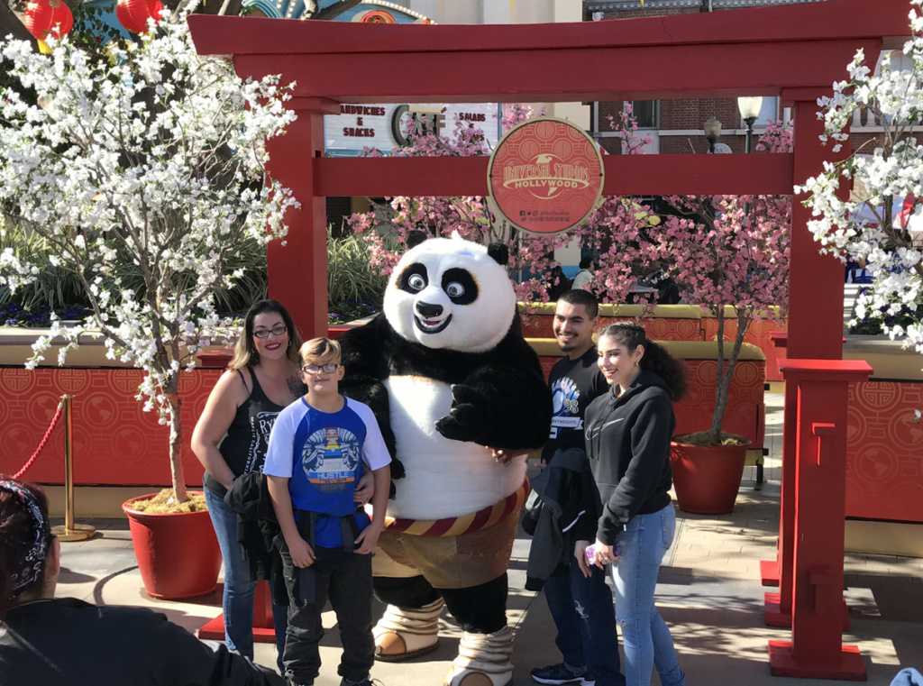 Po of “Kung Fu Panda” fame takes a moment for a photo op with Universal Studios Hollywood guests. 