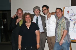 Photos By Robin GOLDSWORTHY & Aimee YEGHIAYAN Crazy company»Once Upon A Time bookstore owner Maureen Palacios hosted the event and is joined from left by Jon Scieszka, Mac Barnett, Alex Rex and Dave Shannon.