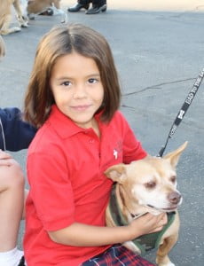  Veronica Hunstable, who was 7 years old as of Oct. 7 (Happy Birthday), stays close to her dog Nemo as they waited for Father Jack to bless them during Blessing of the Animals at Holy Redeemer Catholic School. 