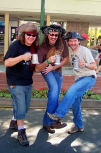 Three beer drinking pirates take the Autobahn in from NoHo. From left Jay Schultz, Justin “Arrrrrgh” Brimsfield and Pete Mekis.
