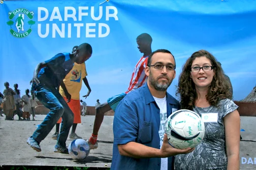 Above are iAct found Gabriel Stauring and Katie-Jay Scott Stauring. Gabriel visited various Darfur refugee camps and was inspired to start iAct. At left are photos of the players with information on how to sponsor them. Above are iAct found Gabriel Stauring and Katie-Jay Scott Stauring. Gabriel visited various Darfur refugee camps and was inspired to start iAct. At left are photos of the players with information on how to sponsor them.