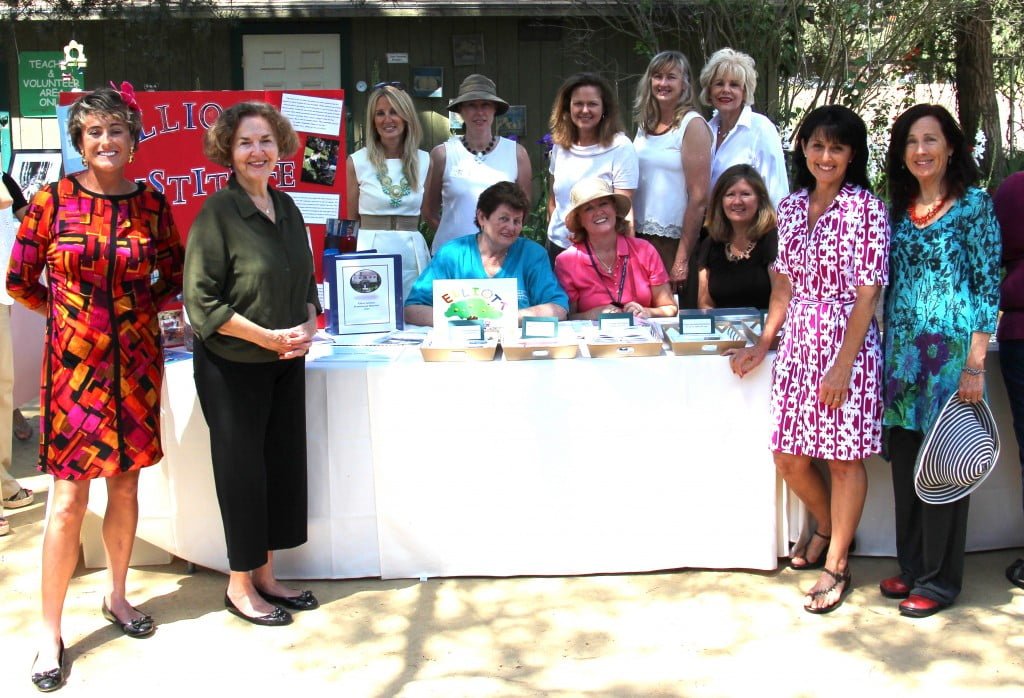 Photo by Mary Mc Ginnis Participating in the Elliott Institute art event were artists (from left standing) Ashley Parker, Eva Margueriette, Carolyn Prater, Kay Fox, Brenda Whitehill Schlenker, Kay Rouse, Cherie Saxton, Tamara Wood, Marlene Hajdu. Seated from left are Dr. Alicia Elliott, director and founder of the Elliott Institute, Mary McGinnis, event co-chair, artist Carol Fuller.