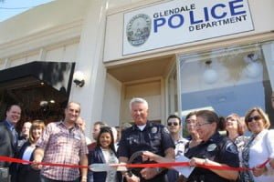 Chief Ron dePompa and Lola Abrahamian at the ribbon cutting of the COPPS substation.
