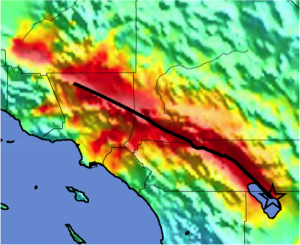 The top is an illustration of a pinched section of earth, known as a transpression, along the San Andreas Fault.