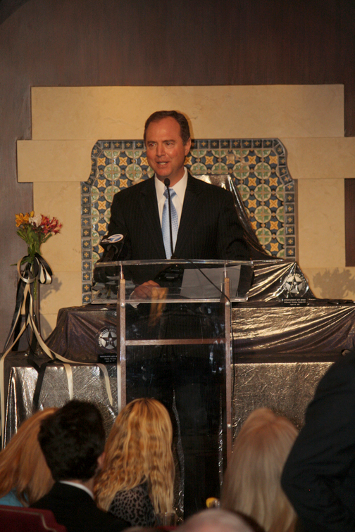 Congressman Adam Schiff addresses the audience at the awards dinner.