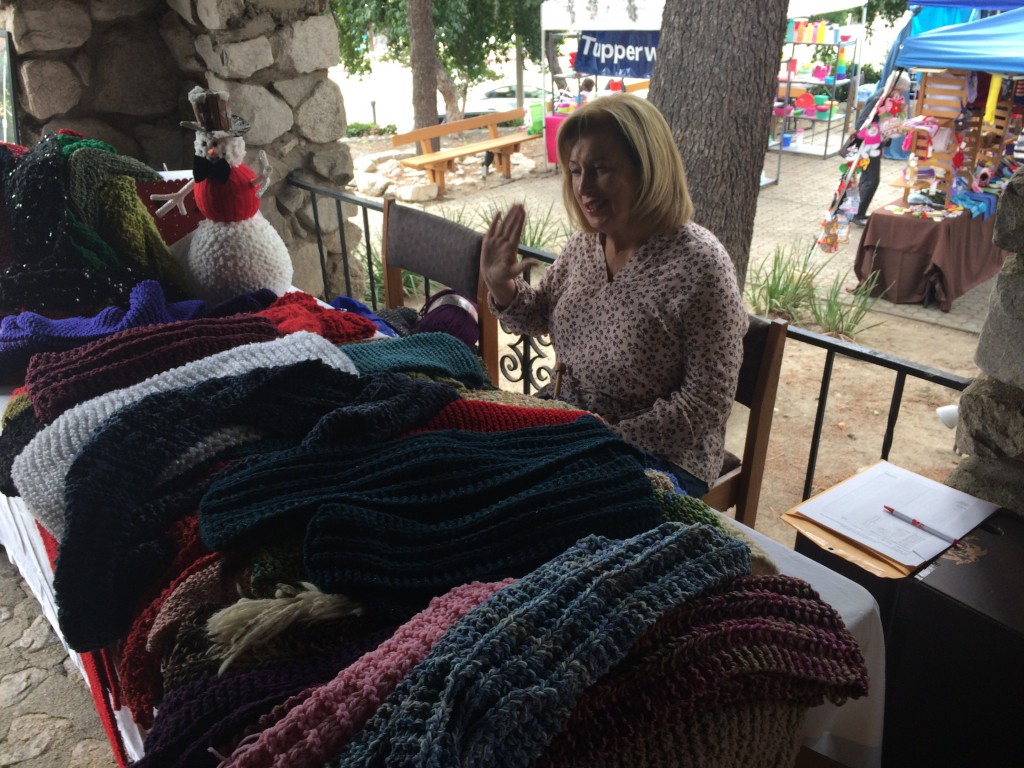 Mary Pinola sold scarves at the boutique