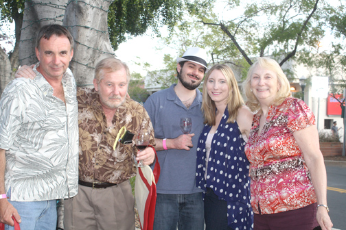 The inaugural Wine Walk exceeded the expectations of the Lestina family (from left Fred Hartmann, Duncan Lestina, Matt Ruffalo, Emma Lestina and Jeanette Lestina). 