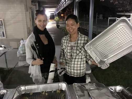 Valley View Foundation Baord members, Karin Kim and Nicolle Netteman, serving pancakes