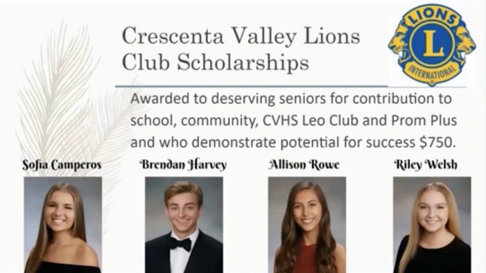 Crescenta Valley Lions Club Awards Scholarships to Four CVHS Seniors