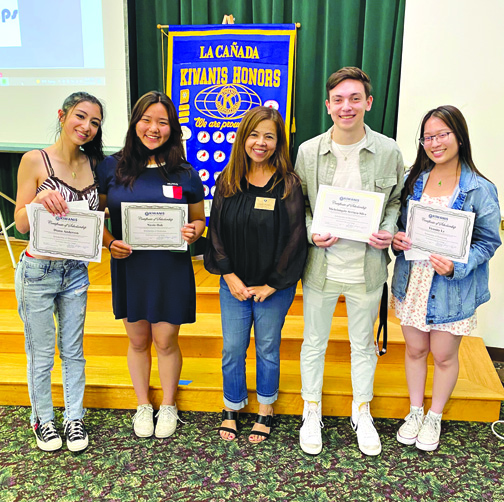 Kiwanis Club of La Cañada Awards Scholarships, Honors Four Local High School Graduates