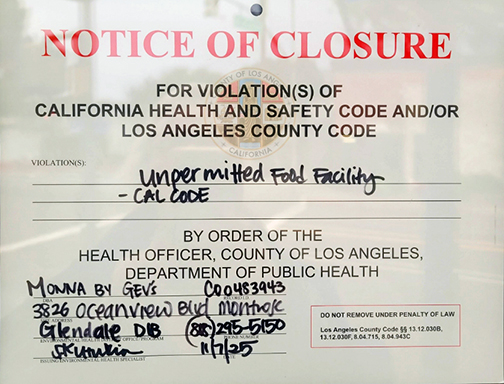 Notice Posted at Restaurant – Monna by Gev’s