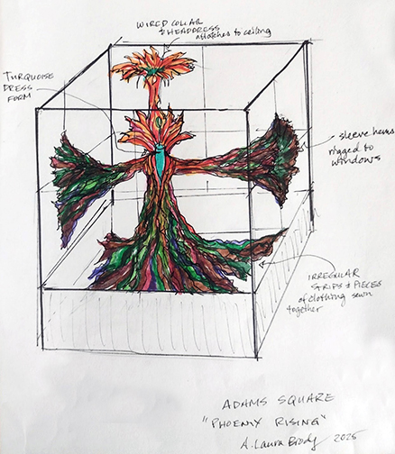 Phoenix Rising by A. Laura Brody Art Installation at Adams Square Mini Park Gas Station