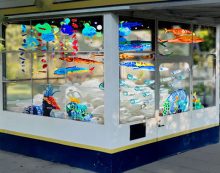 Underwater Bottleneck Art Installation at Adams Square Mini Park Gas Station