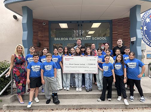 Balboa Elementary Students Present Check to Blood Cancer United