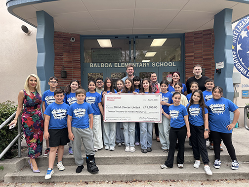 Balboa Elementary Students Present Check to Blood Cancer United